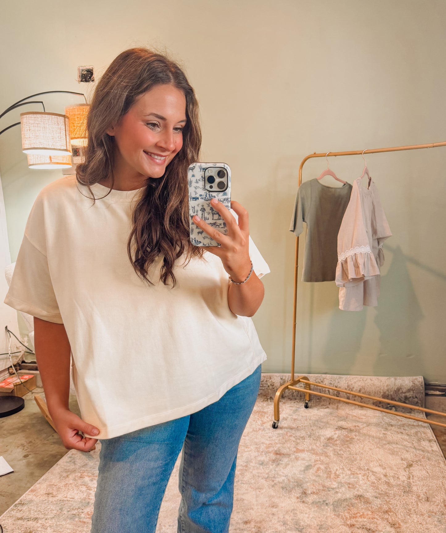 Ivory French Terry Oversized Blouse