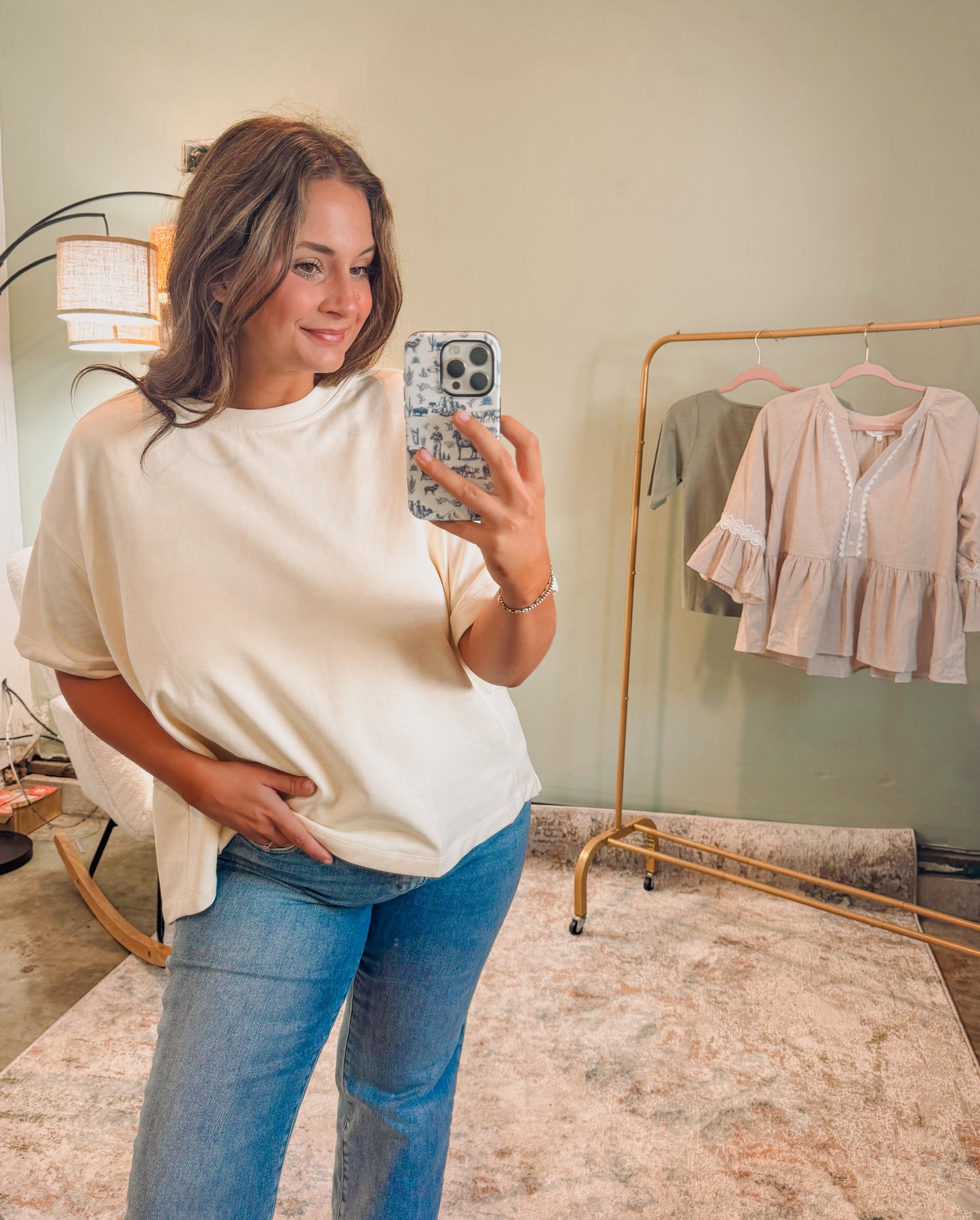 Ivory French Terry Oversized Blouse