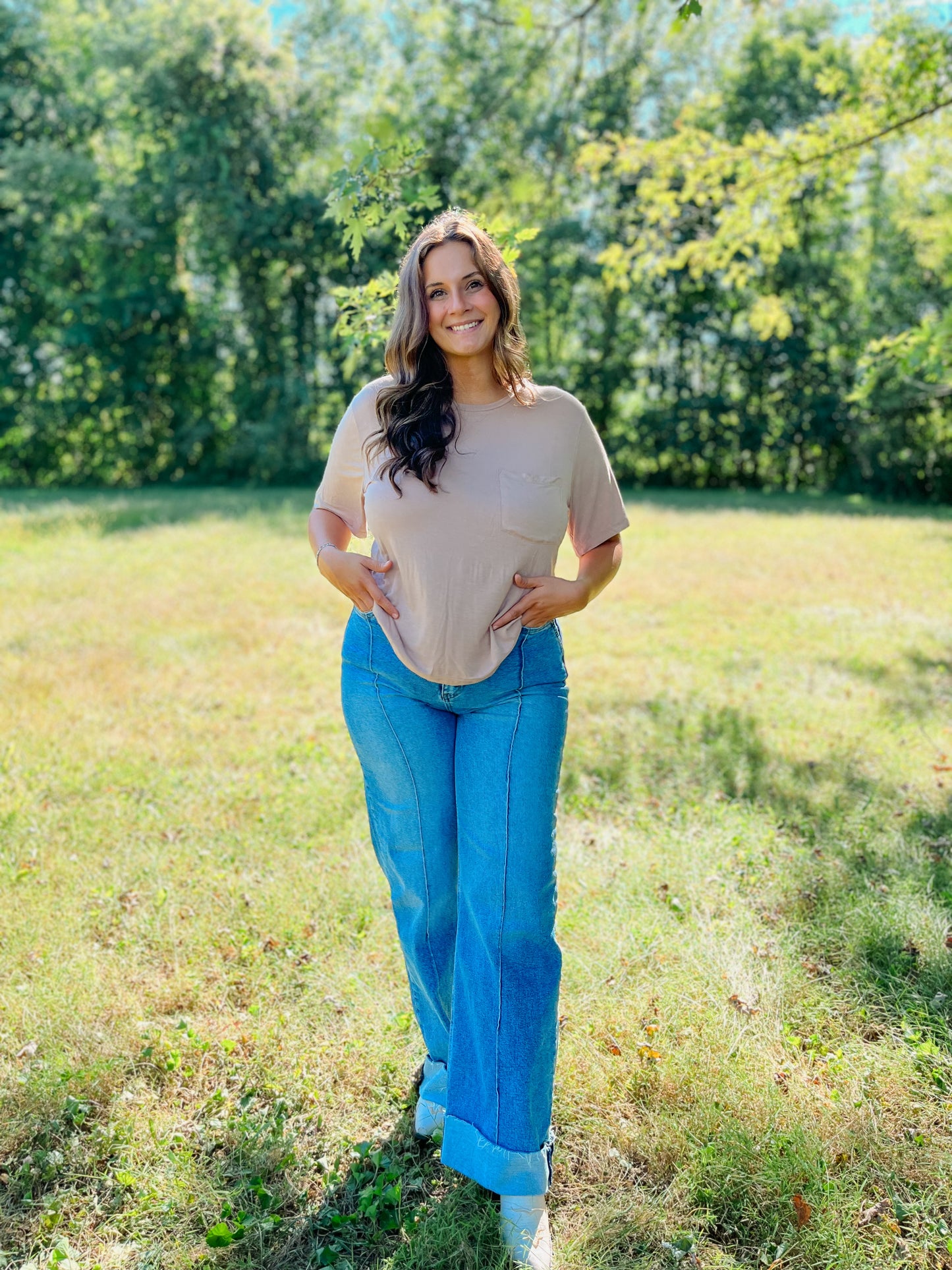 Barley Taupe Basic Top