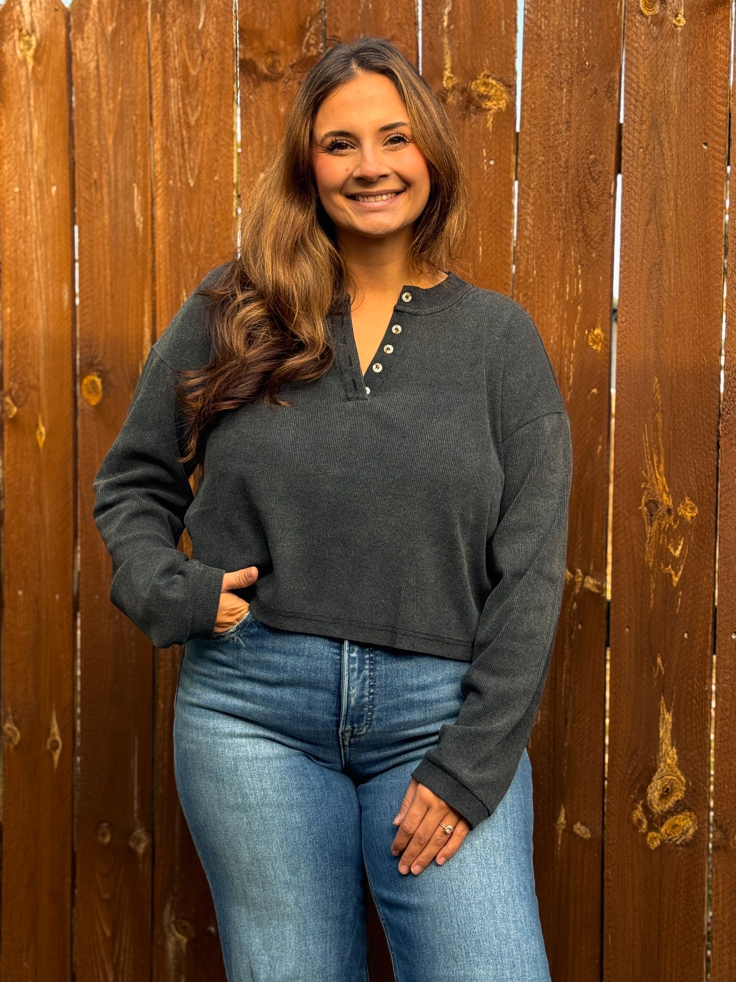 The Henley Top - Ash Black