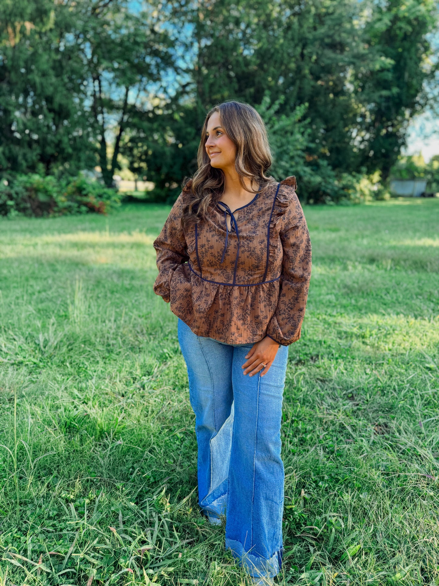 Sunset Mocha Long Sleeve Blouse