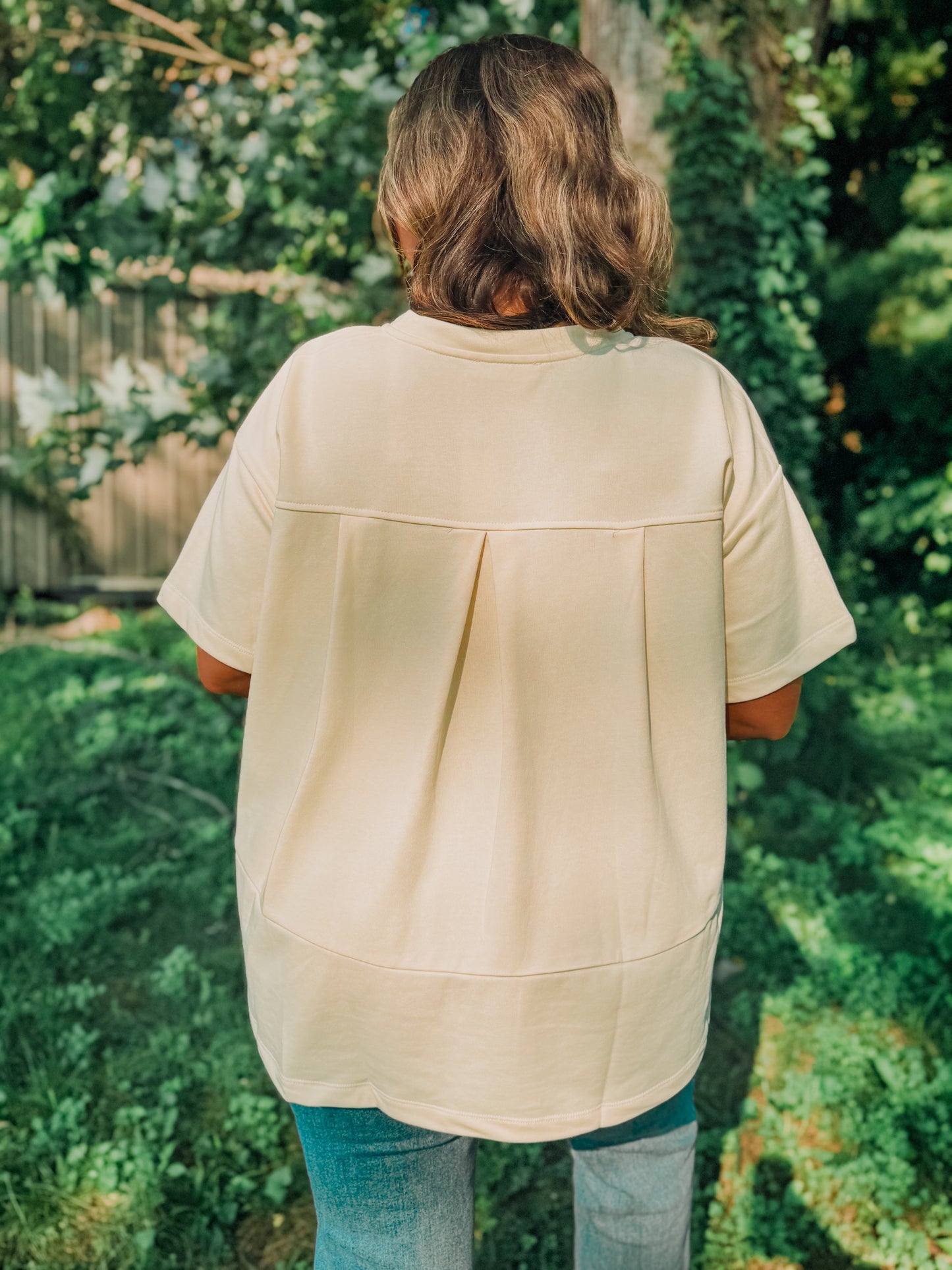 Ivory French Terry Oversized Blouse