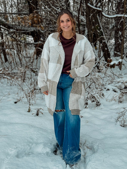 Gray Gingham Cardigan