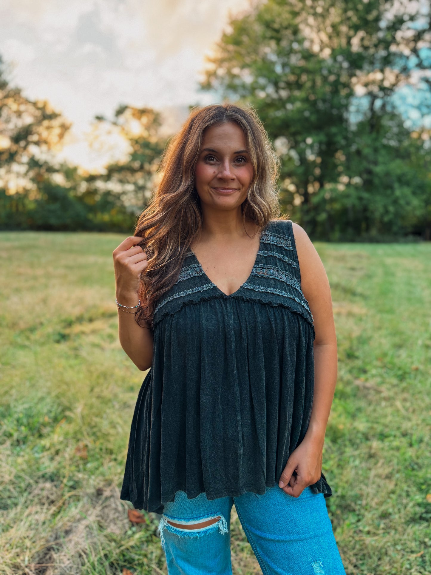Autumn Black Lace Tank
