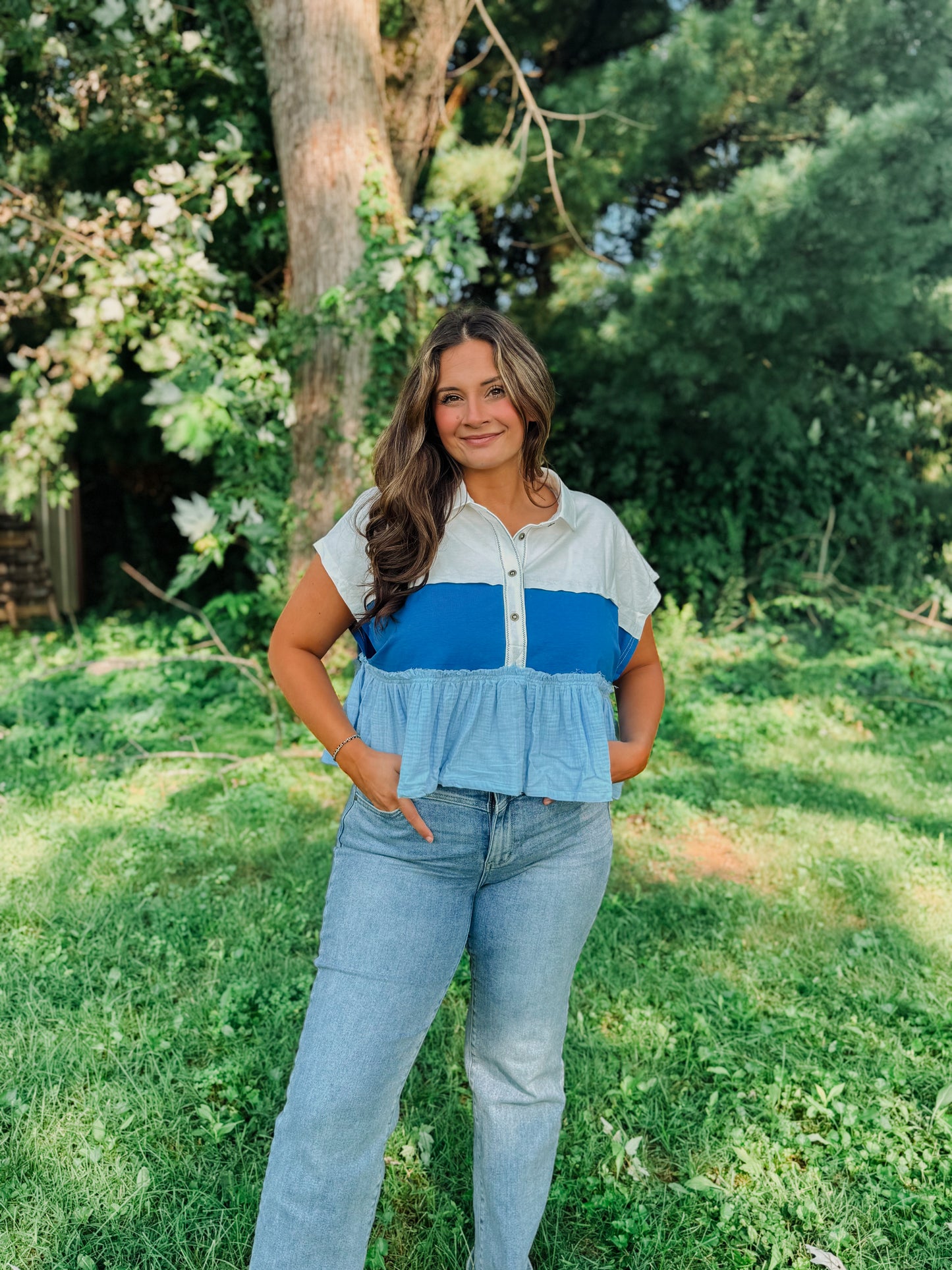 Periwinkle Babydoll Blouse
