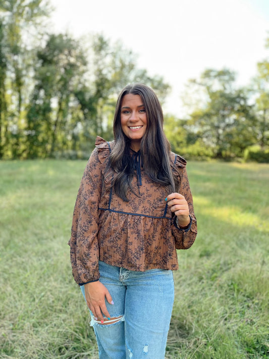 Sunset Mocha Long Sleeve Blouse