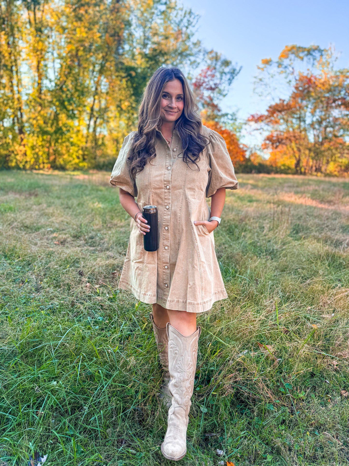 Latte Denim Dress