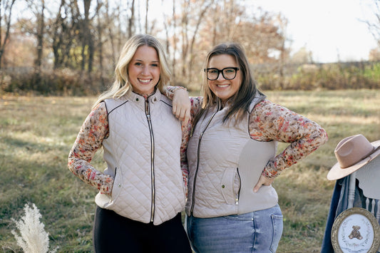 The Hillary Quilt Vest — Black & Ash Mocha