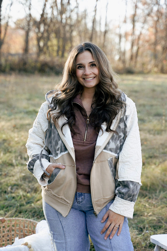 POL Mocha Cake Quilted Jacket