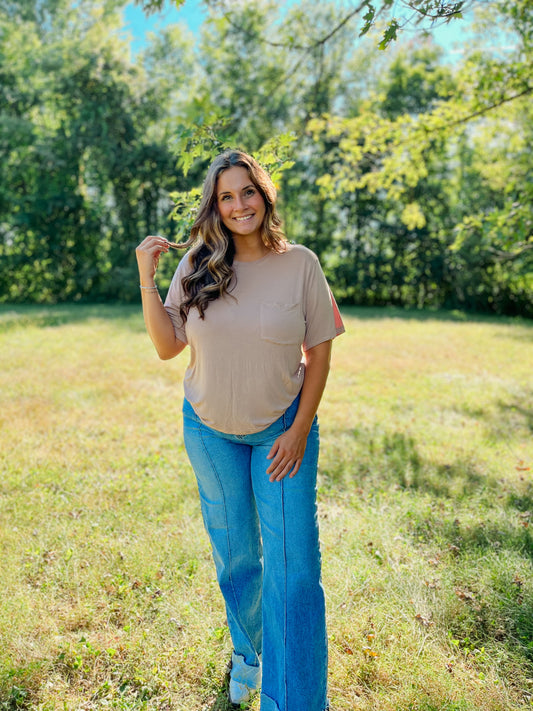 Barley Taupe Basic Top