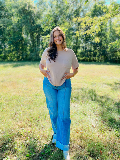 Barley Taupe Basic Top
