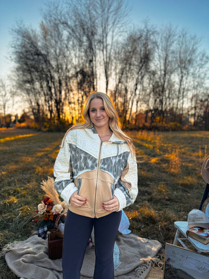 POL Mocha Cake Quilted Jacket