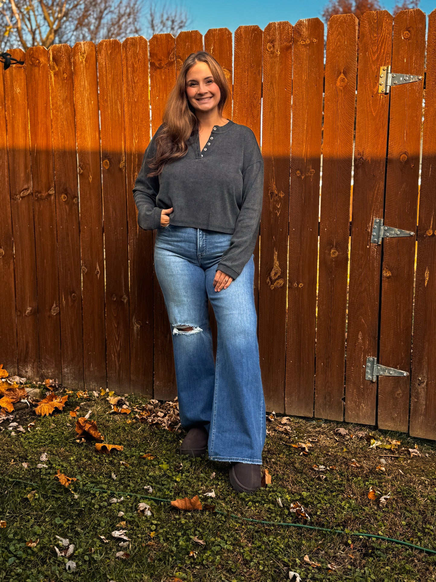 The Henley Top - Ash Black