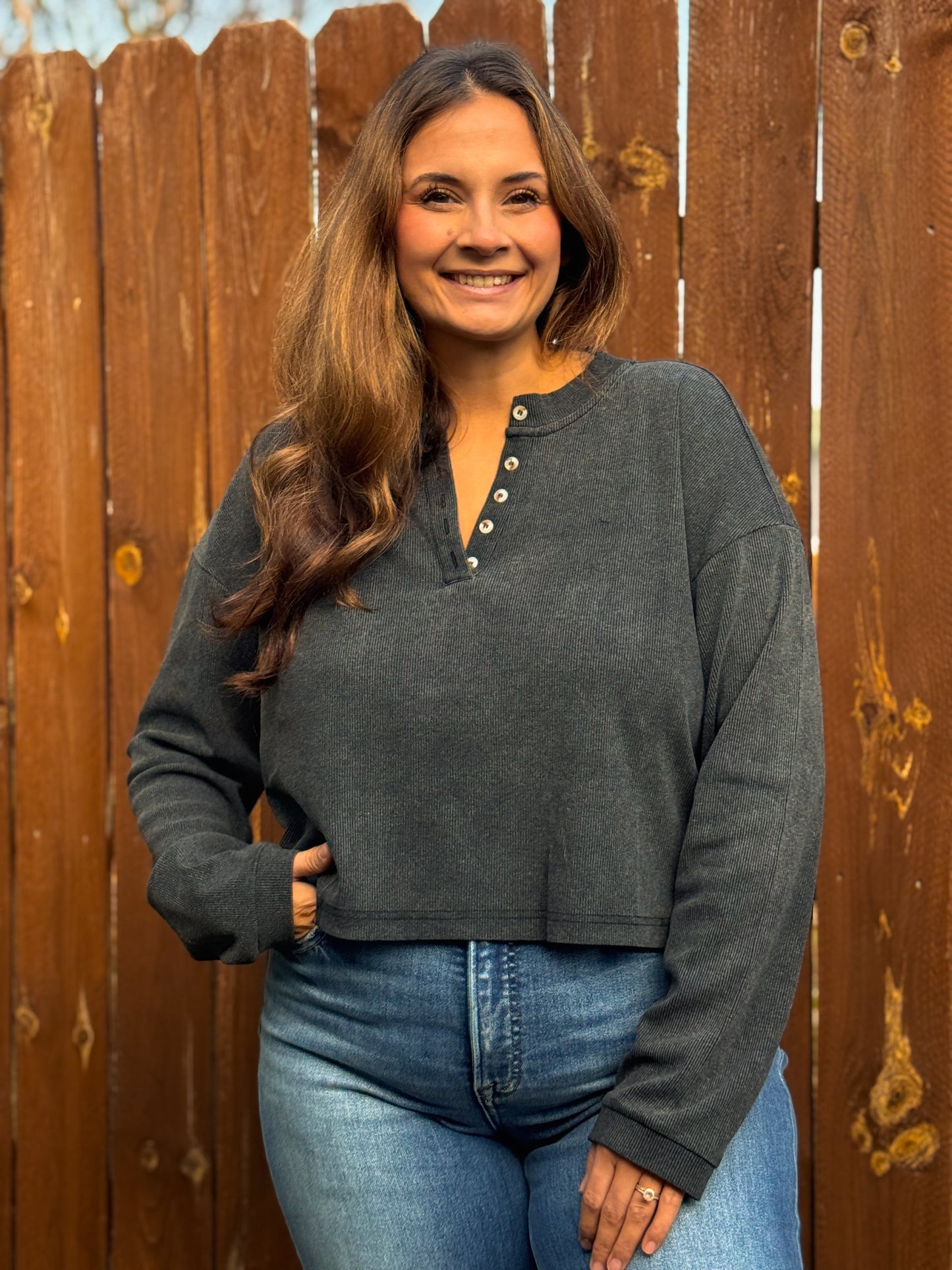 The Henley Top - Ash Black