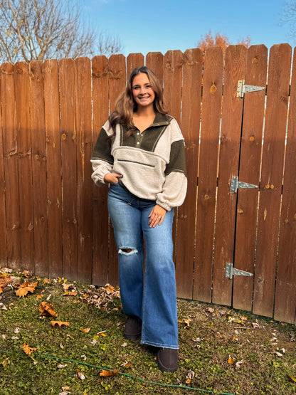 The Alpine Trail Pullover — Olive & Cream