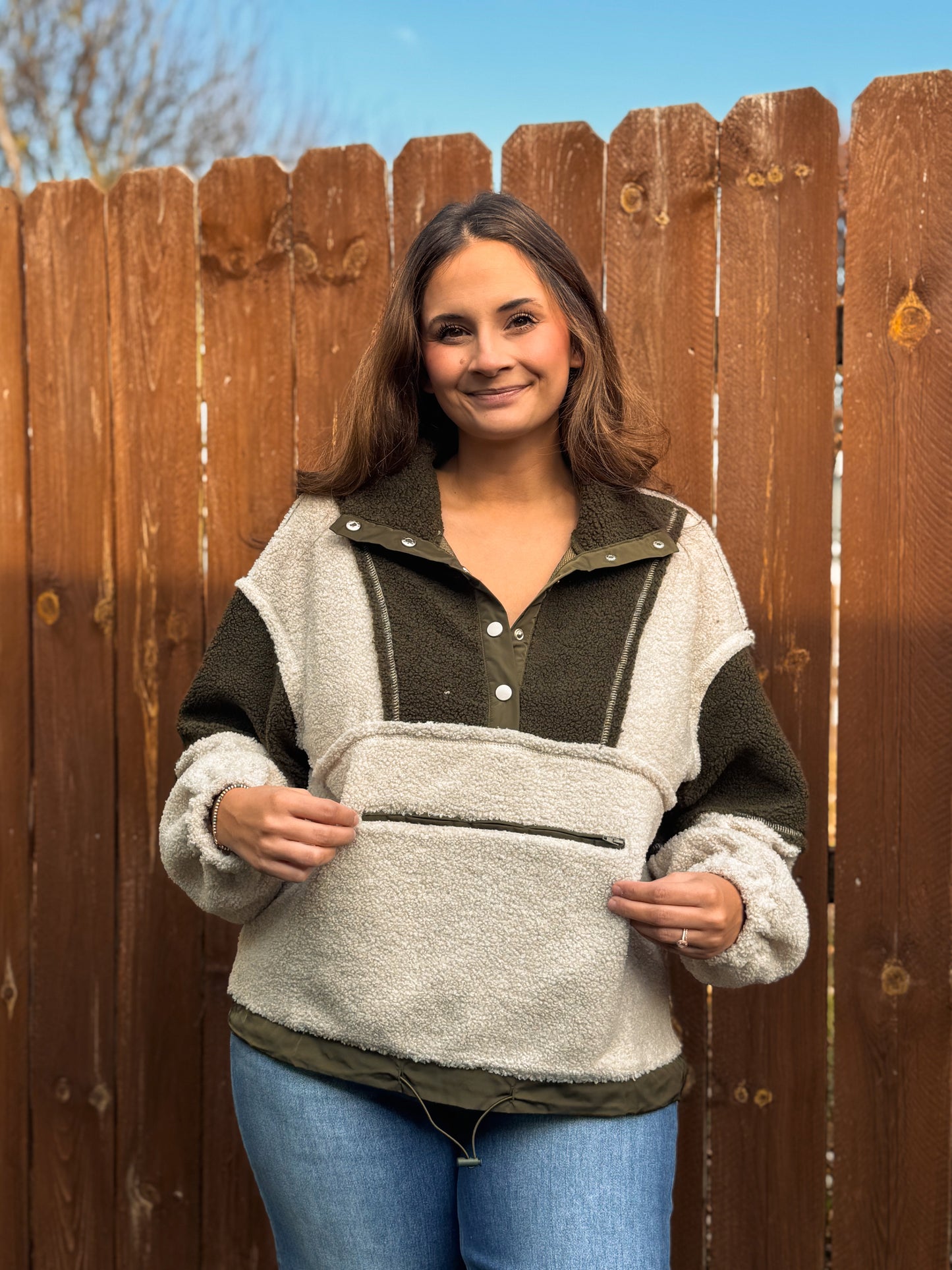 The Alpine Trail Pullover — Olive & Cream