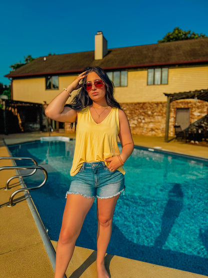Banana Smoothie V-Neck Tank - Bamboo