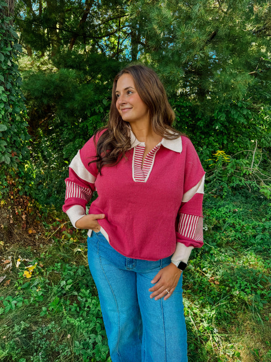 1820 Crimson Vintage Knit Sweater