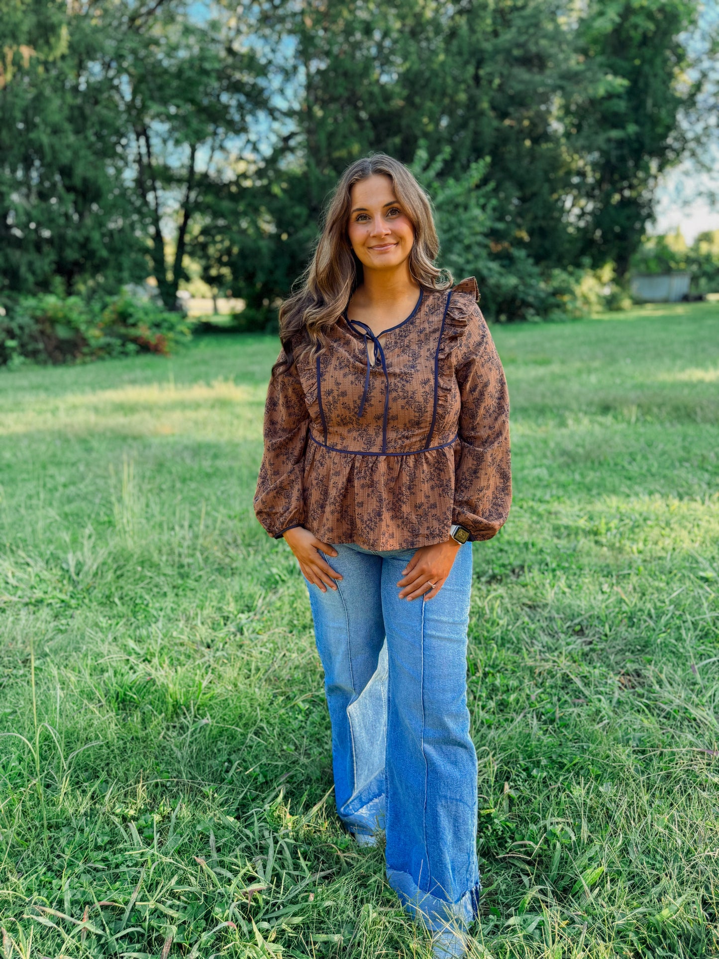 Sunset Mocha Long Sleeve Blouse